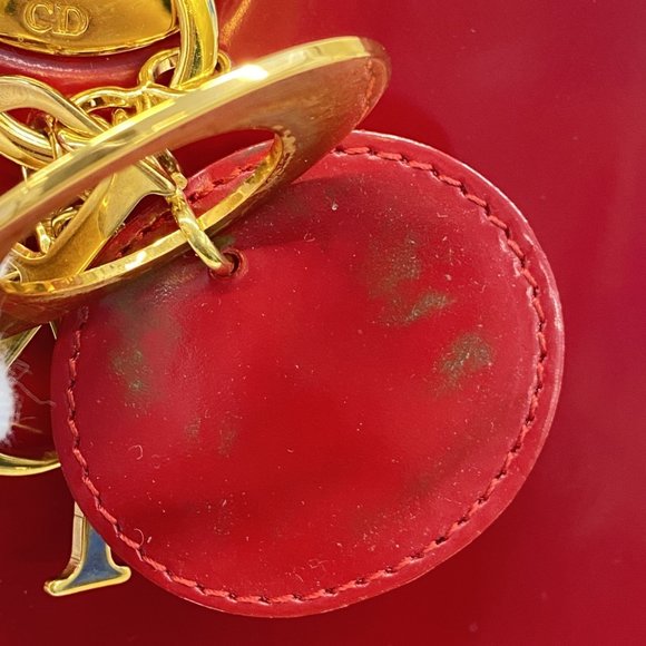 Christian Dior Handbag Cannage Enamel Red Women's - Picture 6 of 16